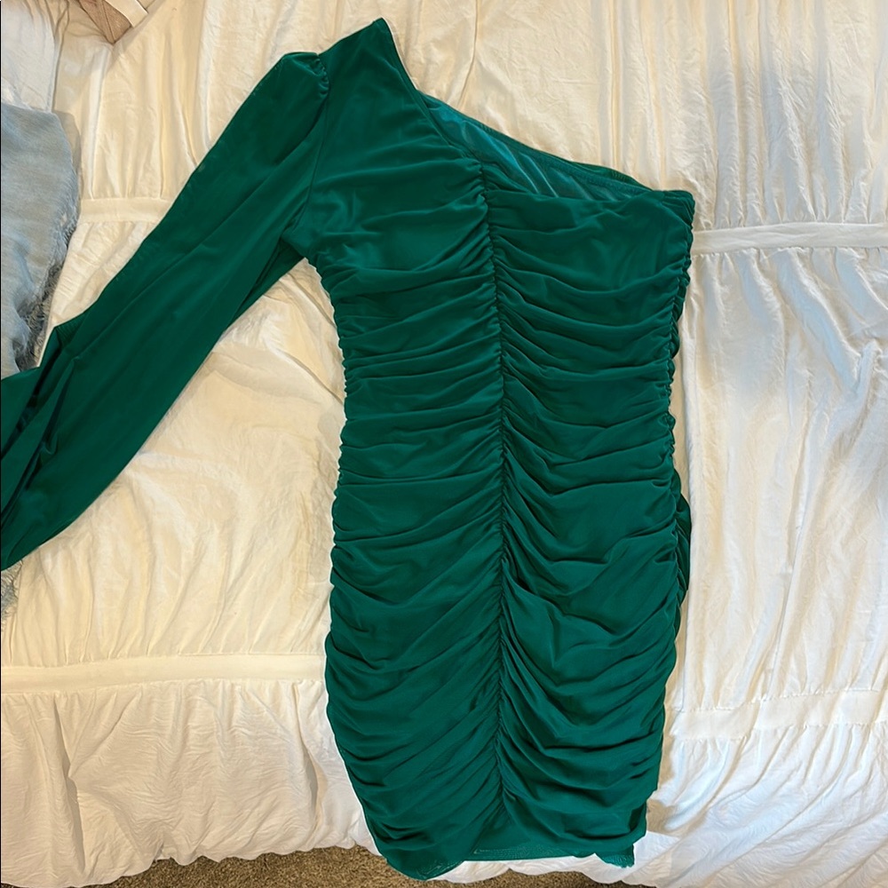 Elegant Green Ruched Dress